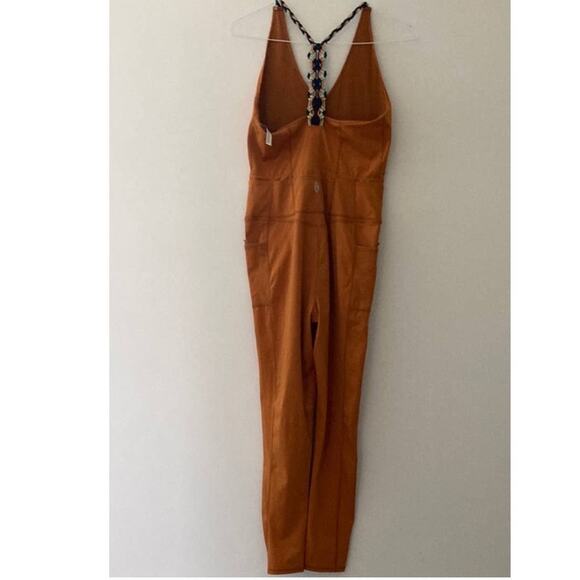 New Free People MOVEMENT Go The Distance Unitard $148 X-SMALL Brownish Orange - Picture 4 of 7